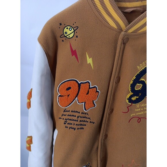 Bleecker & Mercer Jacket Men’s Medium Black Embroidered Varsity Streetwear - Picture 4 of 9